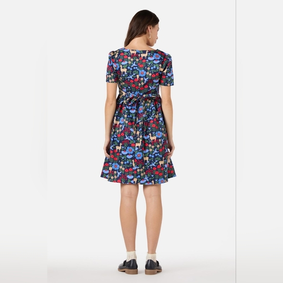 NWT Princess Highway Llama Print Navy Short Sleeve Dress Size 10 AU / 6 US - Picture 4 of 14